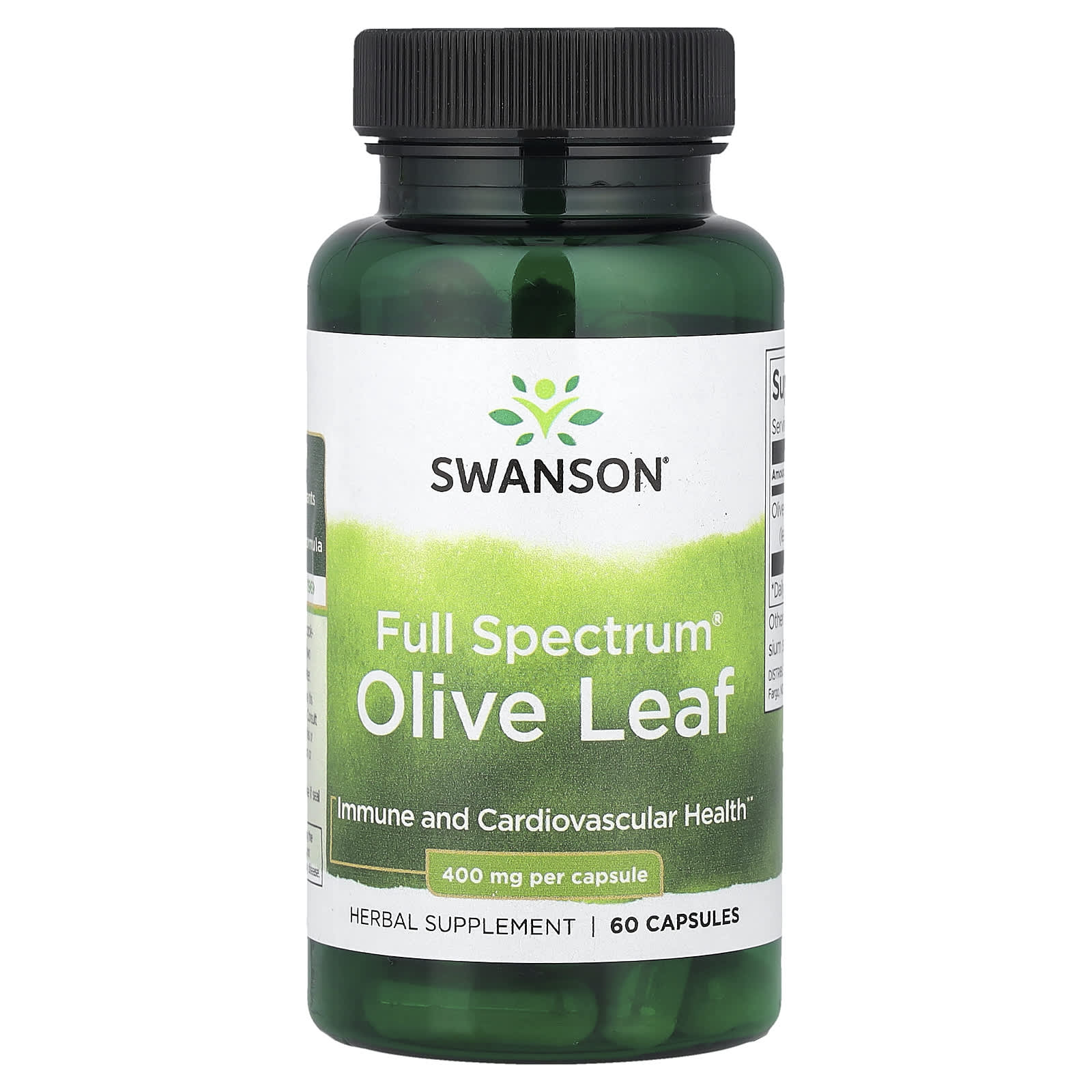 69a3c9843ed204de Swanson Vitamins, Full Spectrum® Olive Leaf, 400 mg, 60 Capsules - Image 1