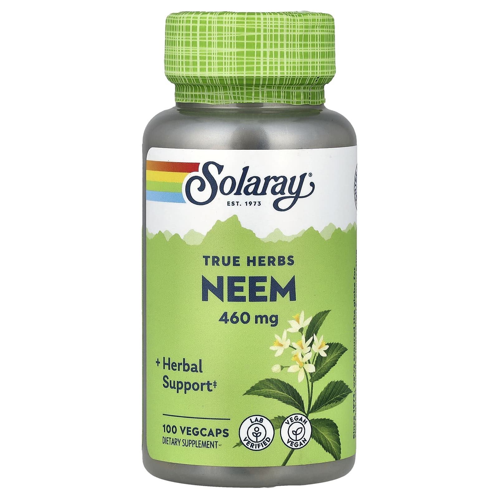 69ca72e0e68beb76 Solaray, True Herbs, Neem, 460 mg, 100 VegCaps - Image 1