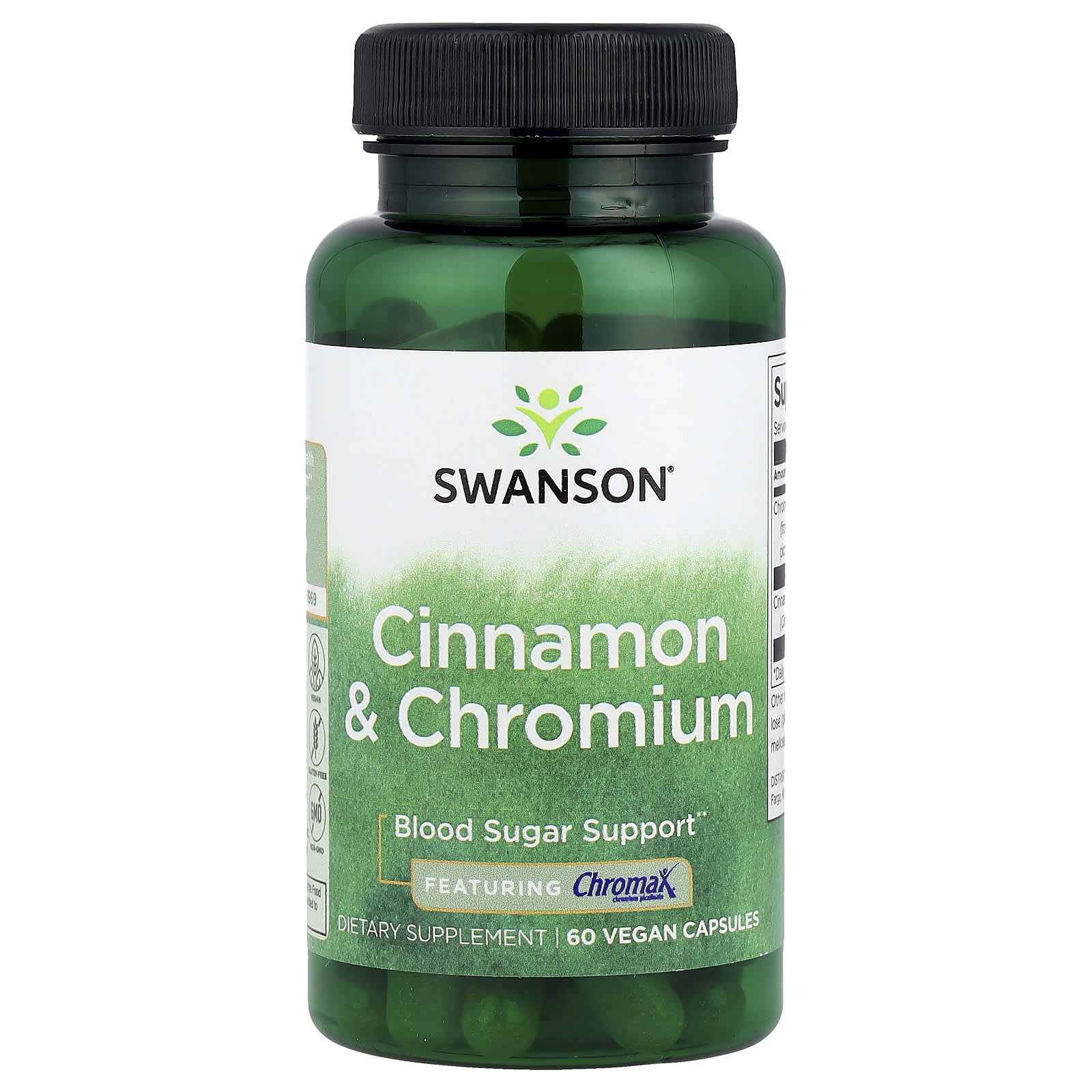 6a13fbd53211ac70 Swanson Vitamins, Cinnamon & Chromium, 60 Vegan Capsules - Image 1