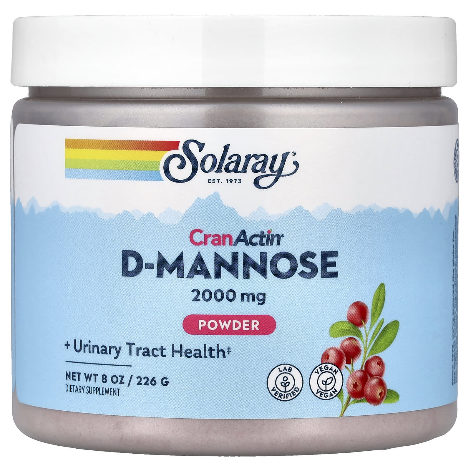 6a64b4401da134f1 Solaray, CranActin®, D-Mannose Powder, 8 oz (226 g) - Image 1