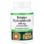 Natural Factors, Betaine Hydrochloride with Fenugreek, 90 Vegetarian Capsules