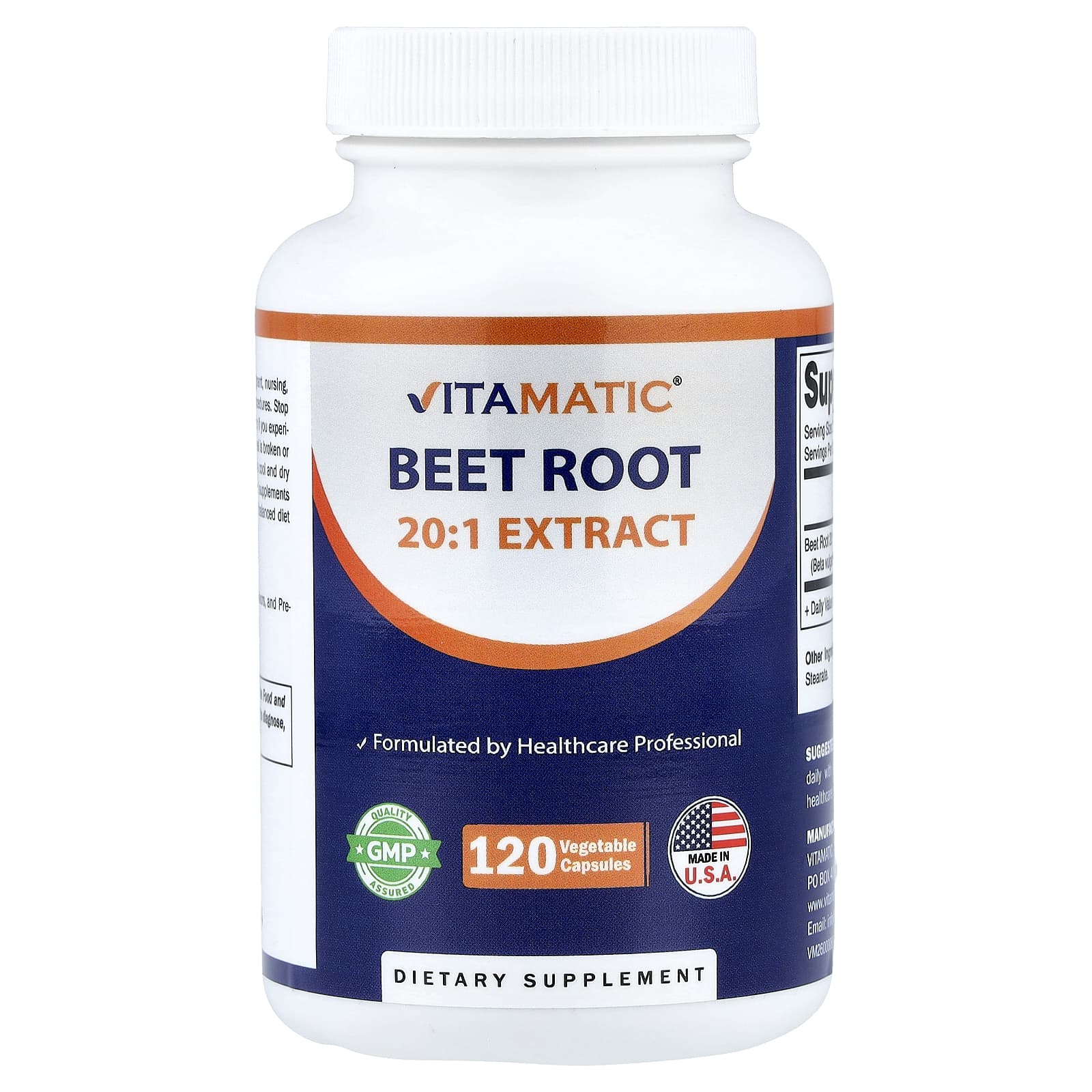 6e1fc537e0bcc4bf Vitamatic, Beet Root 20:1 Extract, 120 Vegetable Capsules (400 mg per Capsule) - Image 1