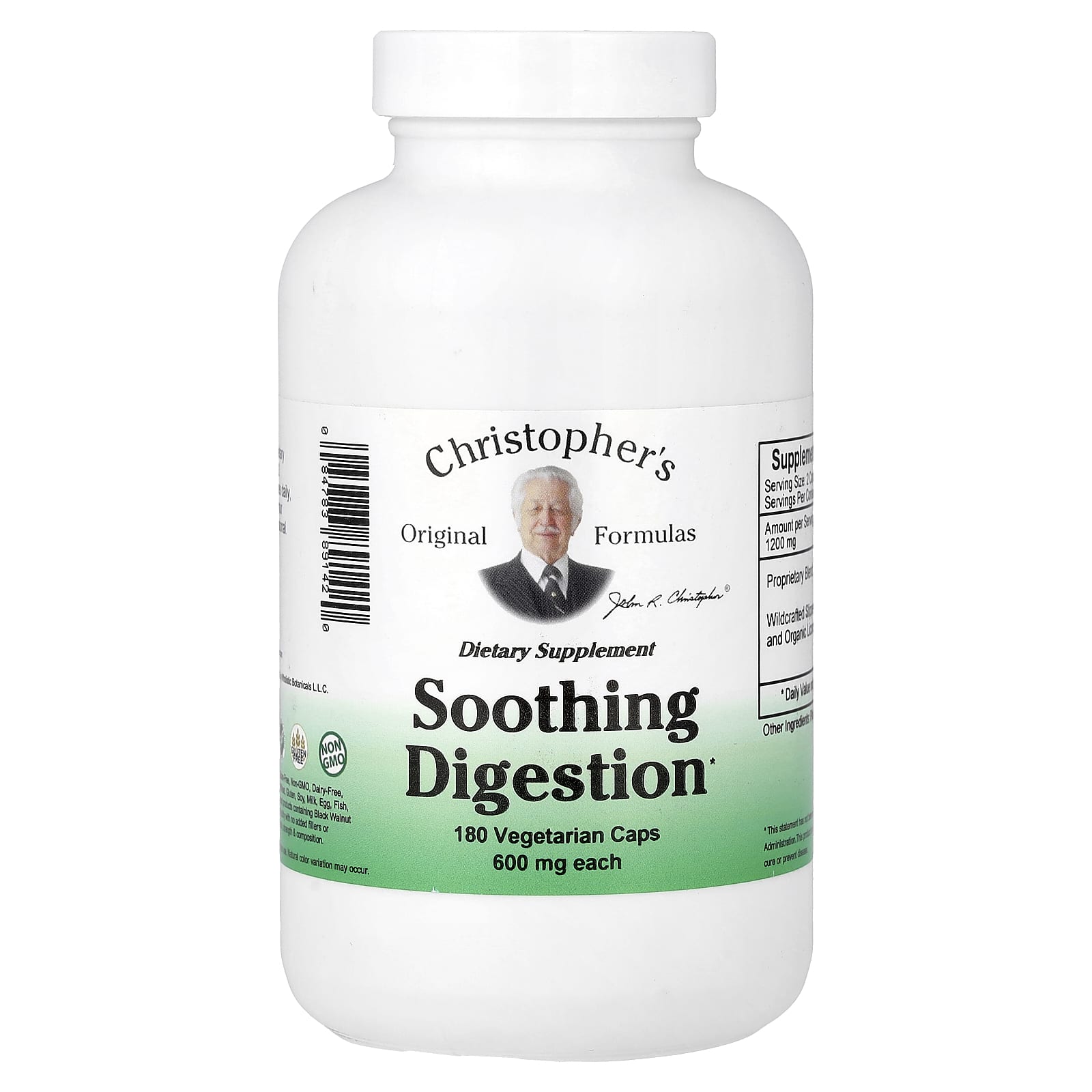 71a52c41fa4d7069 Christopher's Original Formulas, Soothing Digestion, 180 Vegetarian Caps - Image 1