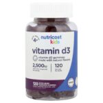 Nutricost, Kids, Vitamin D3 Gummies, Ages 4+, Mixed Berry, 62.5 mcg (2,500 IU), 120 Gummies