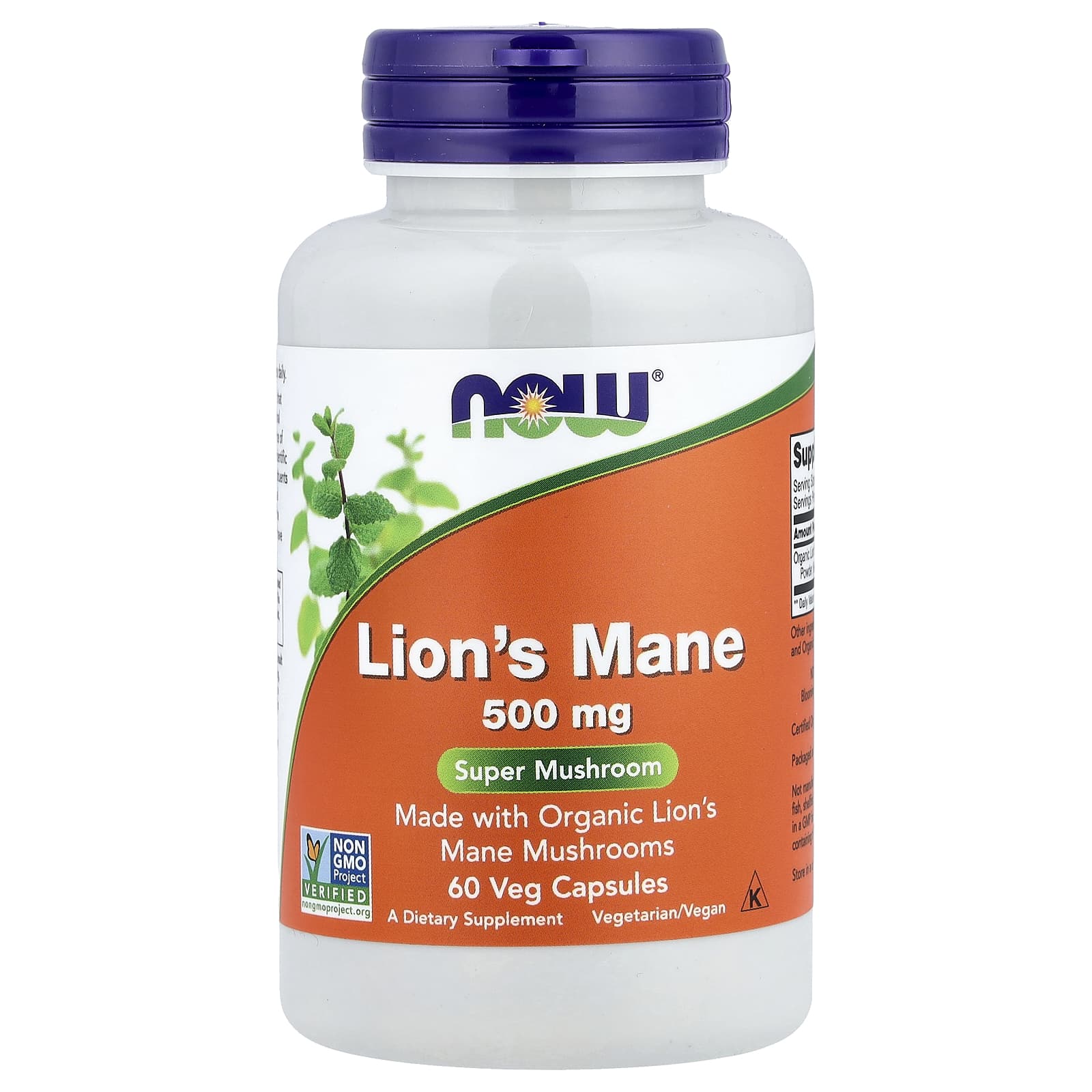 7458793e14d0c84e NOW Foods, Lion's Mane, 500 mg, 60 Veg Capsules - Image 1