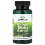 Swanson Vitamins, Ginkgo Biloba Extract, Standardized, 60 mg, 120 Vegan Capsules
