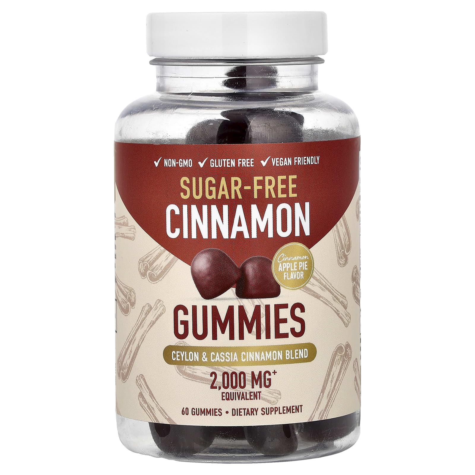75965a3371bc125b SMNutrition, Cinnamon Gummies, Ceylon + Cassia Blend, Sugar-Free, Cinnamon Apple Pie, 60 Gummies - Image 1