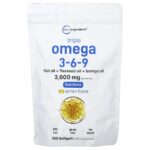 Micro Ingredients, Triple Omega 3-6-9, Lemon, 300 Softgels