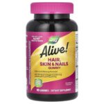 Nature's Way, Alive!® Hair, Skin & Nails Gummies, Strawberry, 60 Gummies
