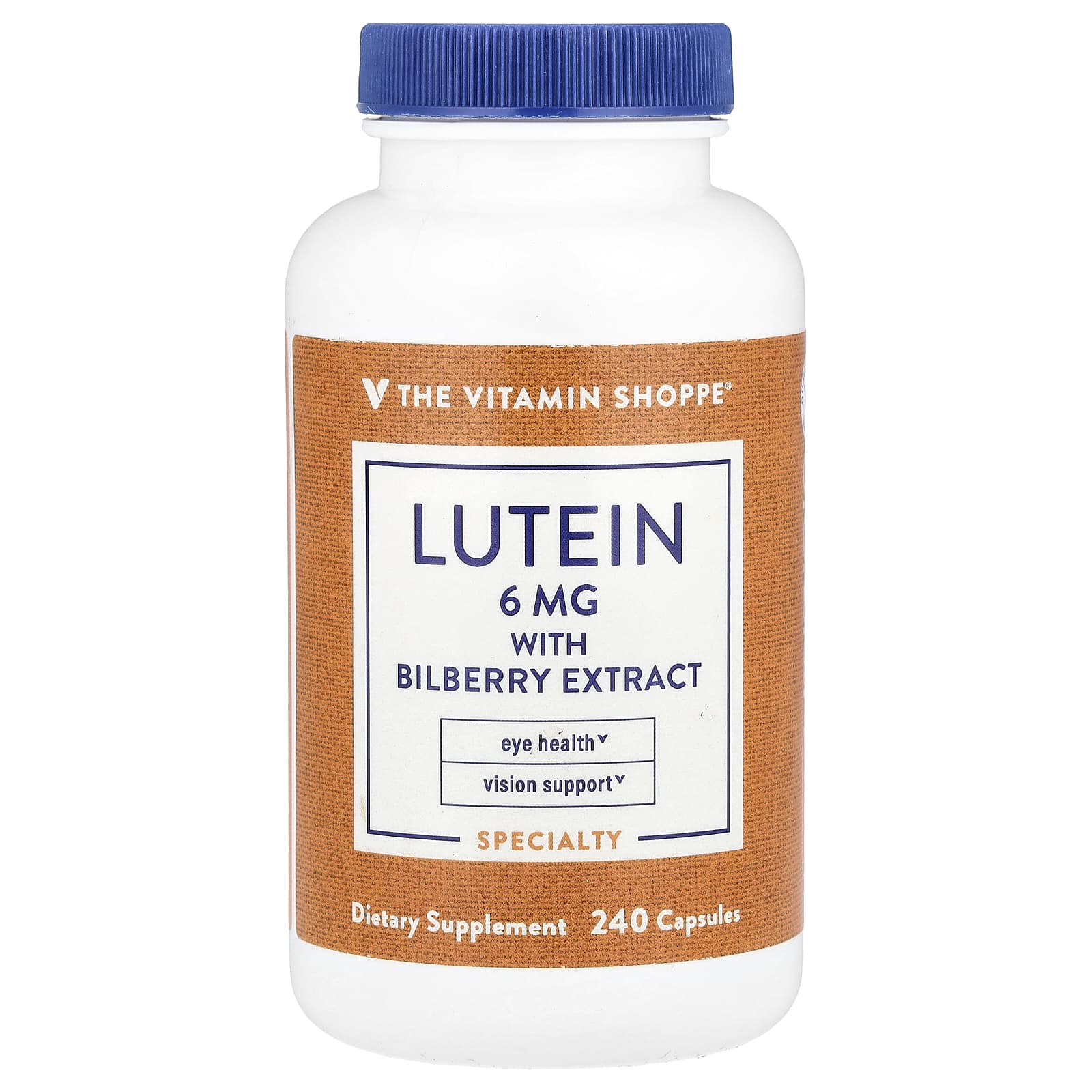 76d68c26800692b1 The Vitamin Shoppe, Lutein With Bilberry Extract, 240 Capsules - Image 1