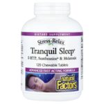 Natural Factors, Stress-Relax®, Tranquil Sleep®, 5-HTP, Suntheanine® & Melatonin, 120 Chewable Tablets