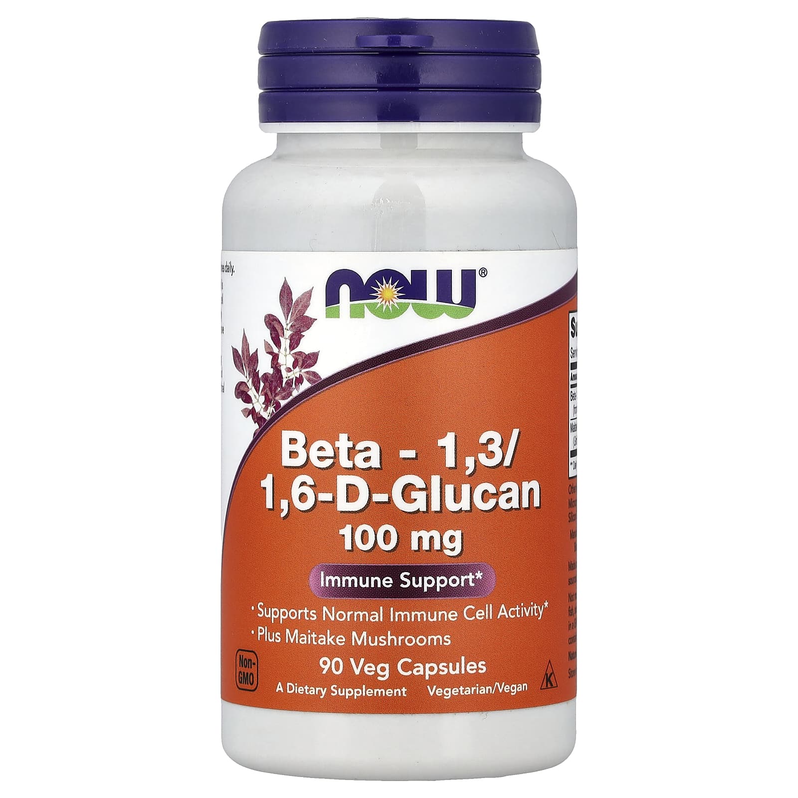 7b0bcecd4cffae1b NOW Foods, Beta-1,3/1,6-D-Glucan, 90 Veg Capsules - Image 1