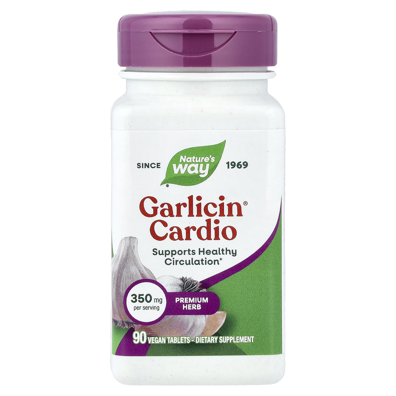 7fb400eb13a3d0bd Nature's Way, Garlicin Cardio®, 350 mg, 90 Vegan Tablets - Image 1