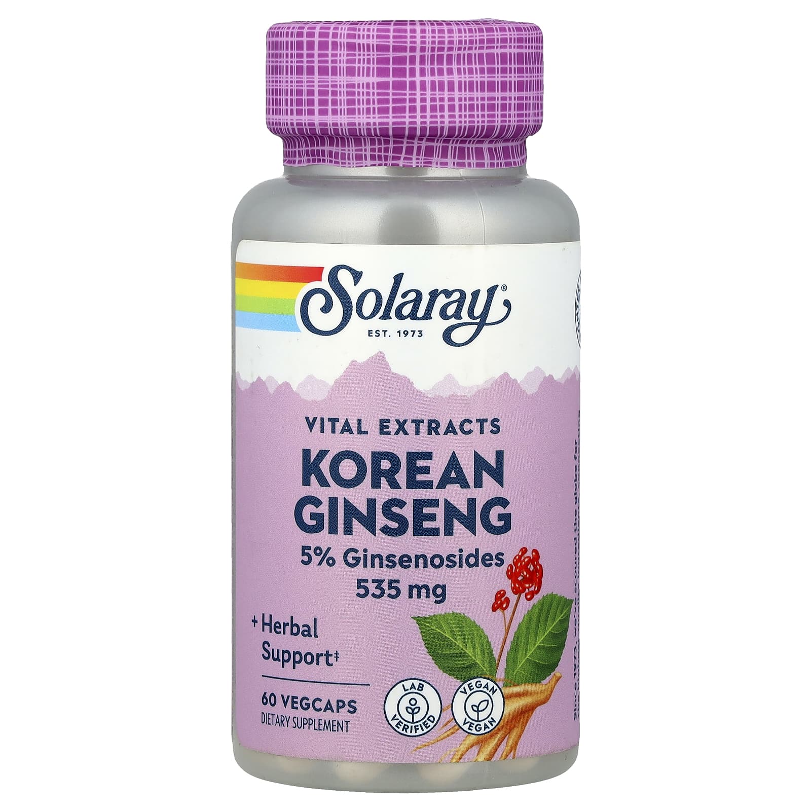 84a7acf71a6673e6 Solaray, Vital Extracts, Korean Ginseng, 535 mg, 60 Vegcaps - Image 1
