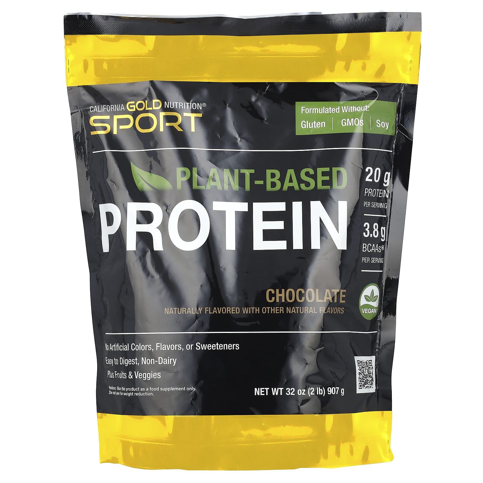 8a101b808c49c987 California Gold Nutrition, Sport, Plant-Based Protein with Organic Brown Rice Protein Concentrate, Flaxseed, Chia Seed, Chocolate, 2 lb (907 g) - Image 1