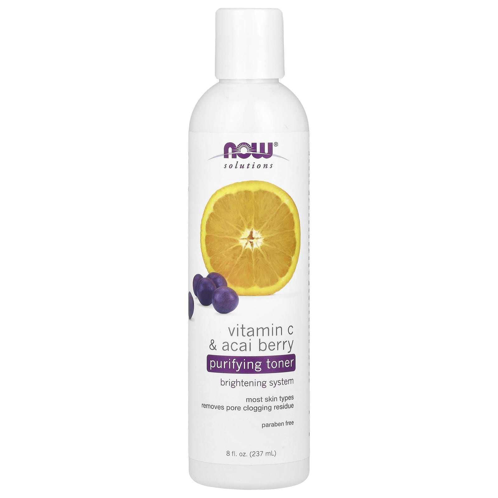8a69da694d23a758 NOW Foods, Solutions, Purifying Toner, Vitamin C & Acai Berry, 8 fl oz (237 ml) - Image 1