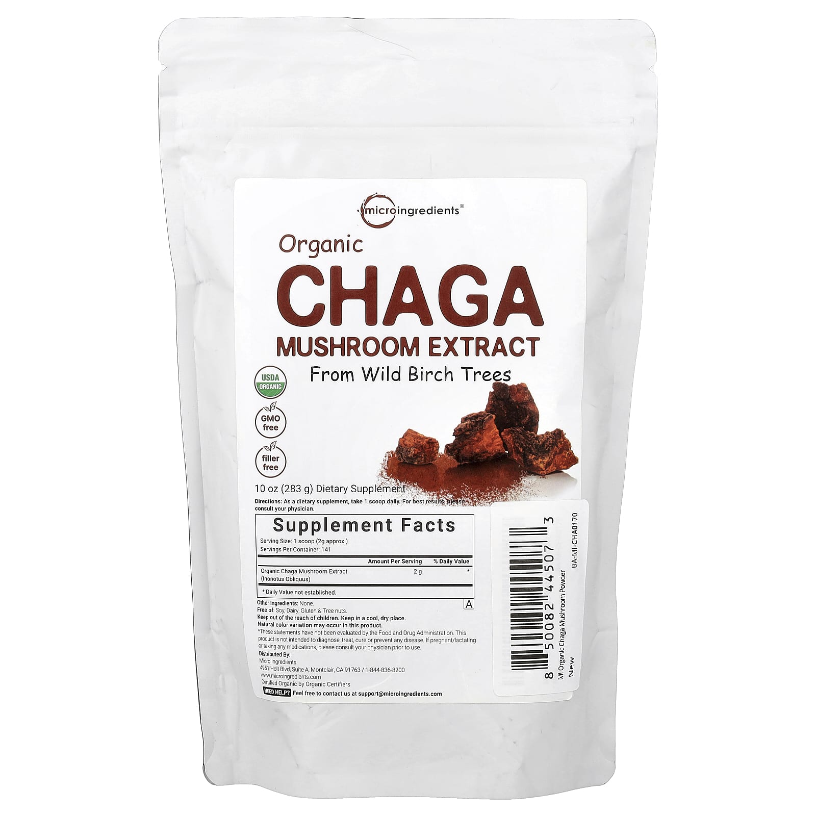 934e316eac5432ae Micro Ingredients, Organic Chaga Mushroom Extract, 10 oz (283 g) - Image 1