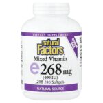 Natural Factors, Mixed Vitamin E, 268 mg (400 IU), 240 Softgels