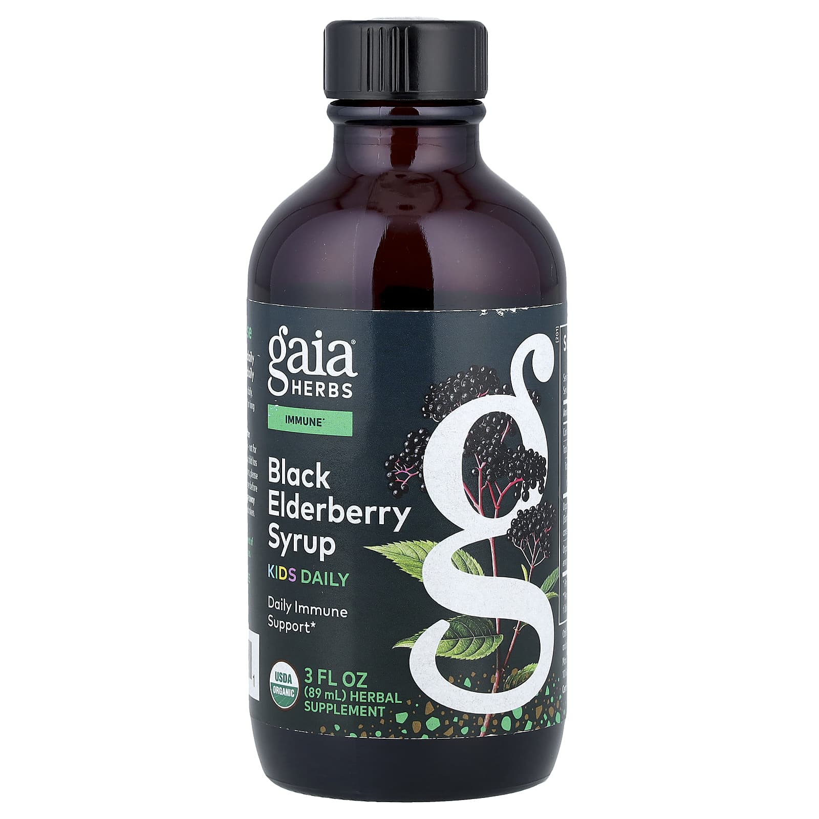 97386b852620520d Gaia Herbs, Kids, Black Elderberry Syrup, 3 fl oz (89 ml) - Image 1