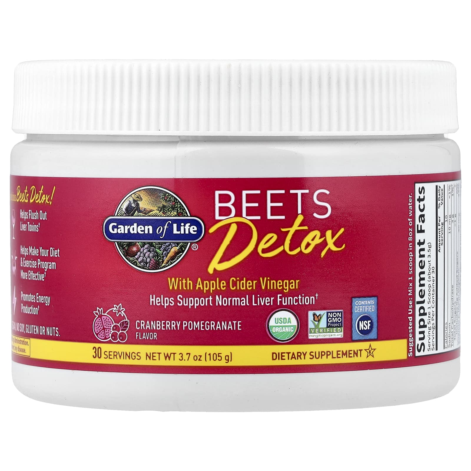 9cc2a0f02692a65c Garden of Life, Beets Detox with Apple Cider Vinegar, Cranberry Pomegranate, 3.7 oz (105 g) - Image 1