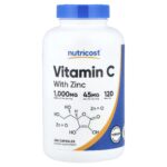 Nutricost, Vitamin C with Zinc, 240 Capsules