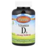 Carlson, Vitamin D3, 250 mcg (10,000 IU), 360 Soft Gels