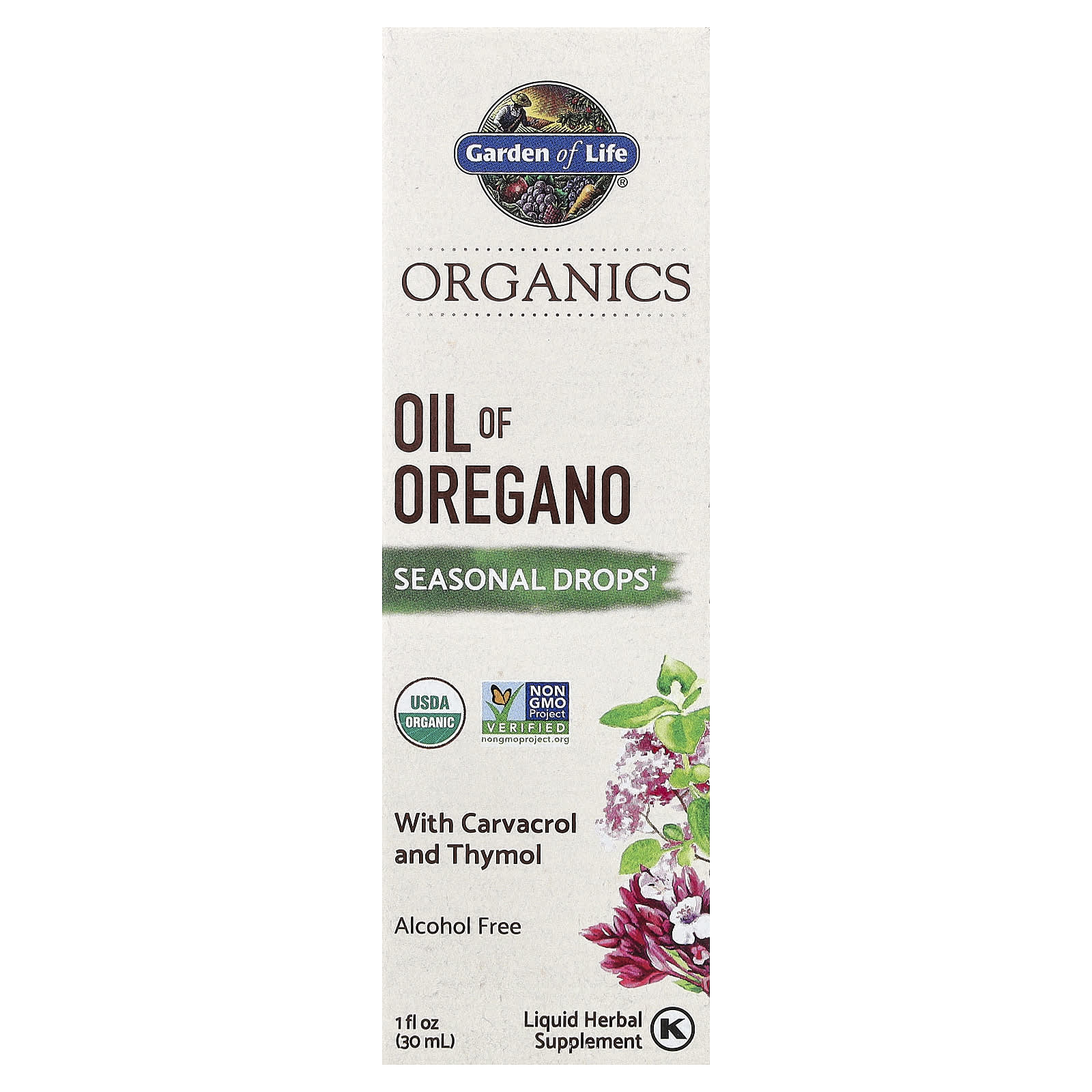 a54afbe70babd607 Garden of Life, Organics, Oil of Oregano, Seasonal Drops, Alcohol Free, 1 fl oz (30 ml) - Image 1