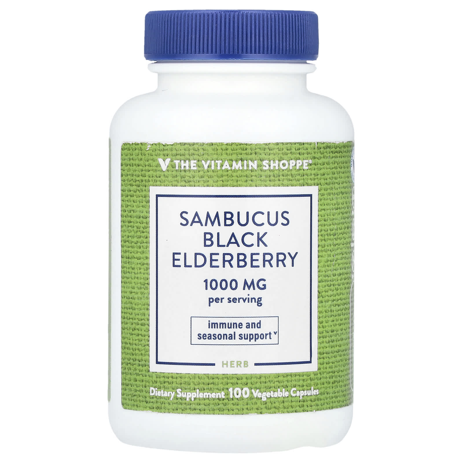 a86b9a192ceef747 The Vitamin Shoppe, Sambucus Black Elderberry, 100 Vegetable Capsules (500 mg per Capsule) - Image 1