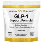 California Gold Nutrition, GLP-1 Support Formula with Collagen Peptides, Prebiotic Fiber & Essential Amino Acids, Unflavored, 14.46 oz (410 g)