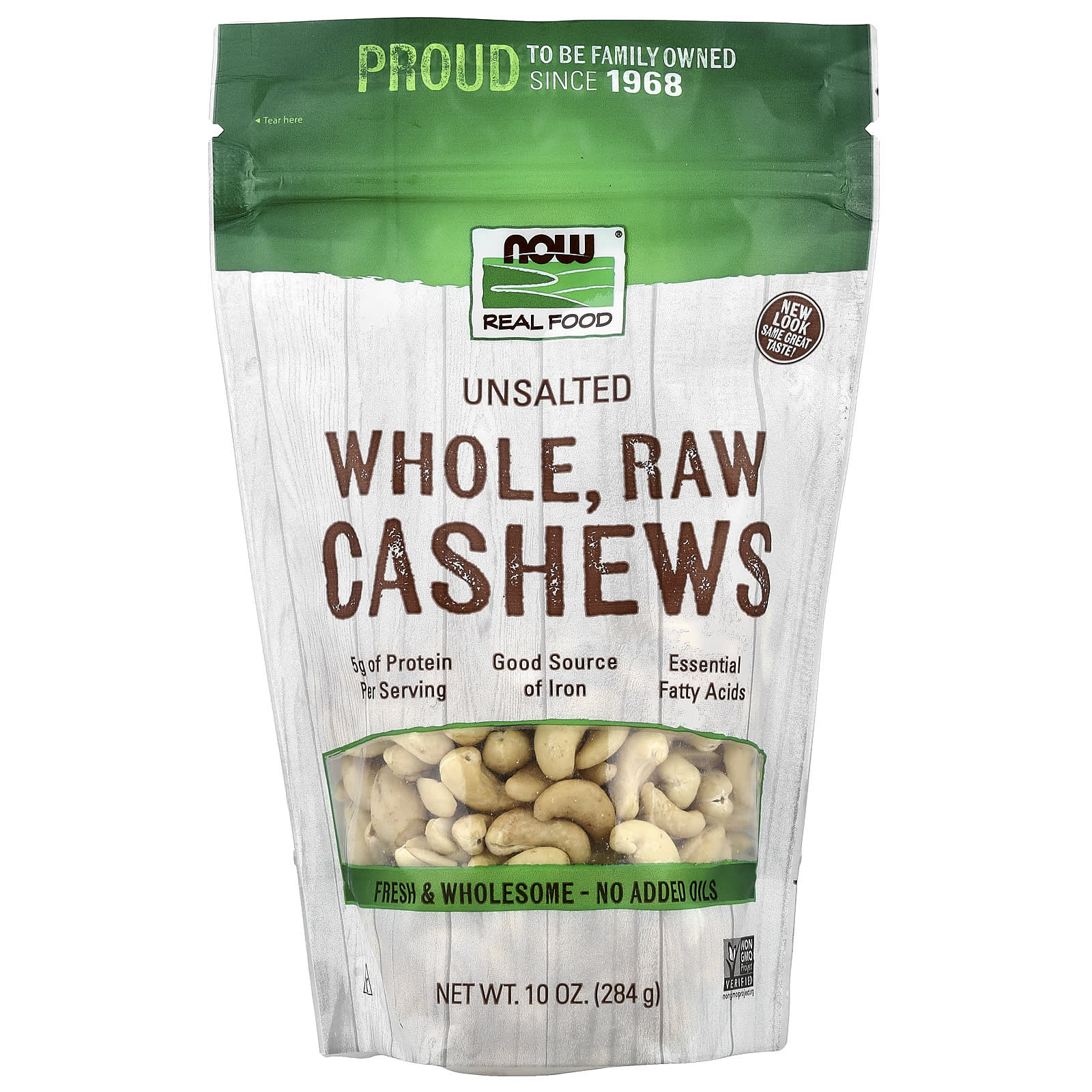 aa57a8a4cebeda0c NOW Foods, Real Food, Whole Raw Cashews, Unsalted, 10 oz (284 g) - Image 1