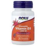 NOW Foods, Chewable Vitamin D-3, Fruit, 25 mcg (1,000 IU), 180 Chewables