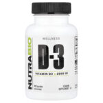NutraBio, Vitamin D-3, 50 mcg (2,000 IU), 90 Capsules