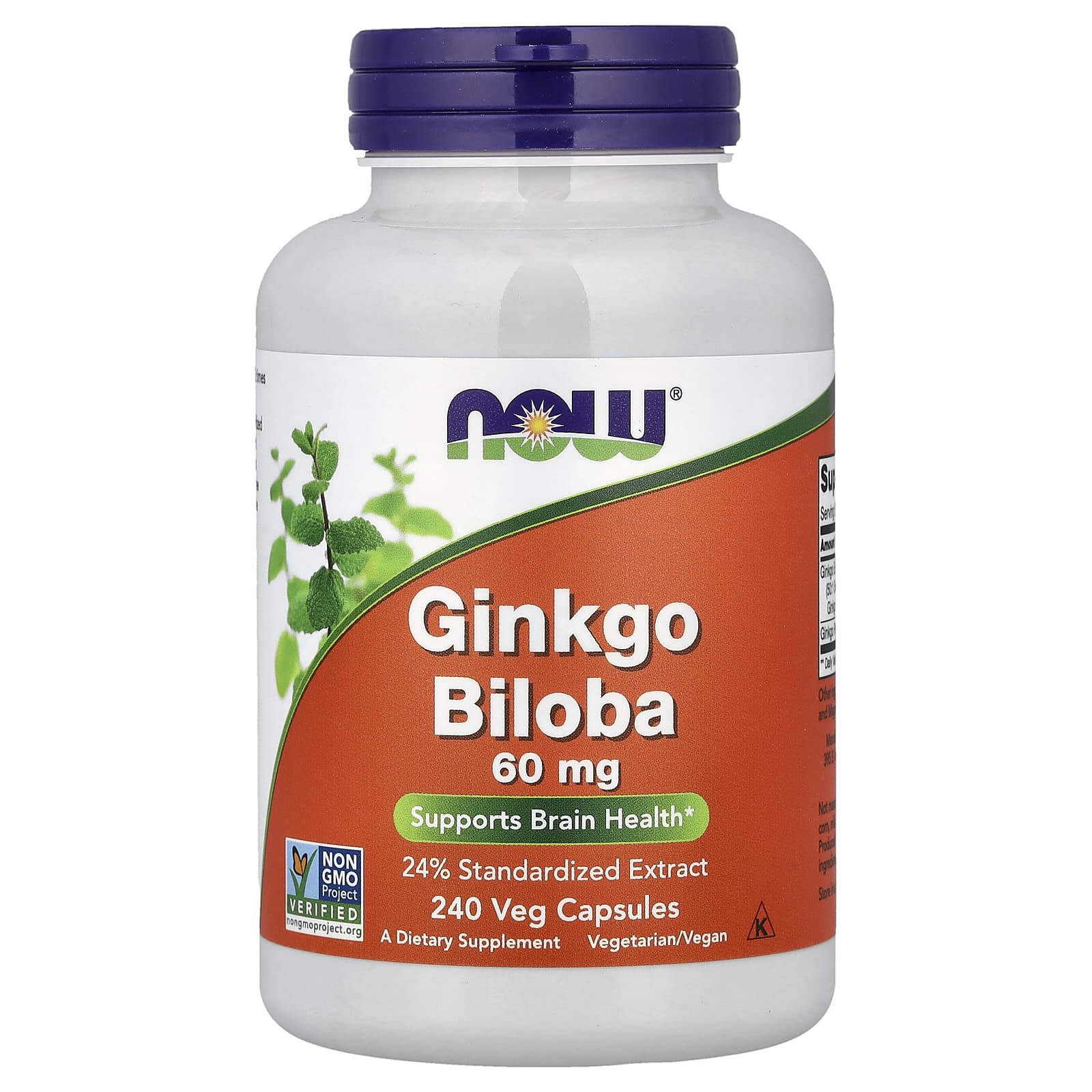 b223278c2d0f256e NOW Foods, Ginkgo Biloba, 60 mg, 240 Veg Capsules - Image 1