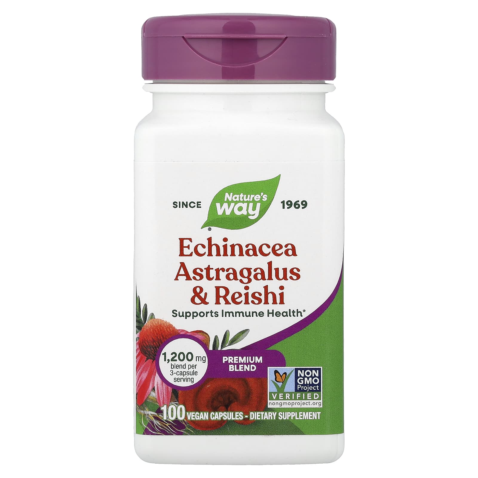 b88eed951612d94d Nature's Way, Echinacea Astragalus & Reishi, 100 Vegan Capsules - Image 1