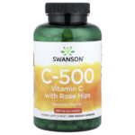 Swanson Vitamins, C-500, Vitamin C With Rose Hips, 250 Vegan Capsules