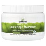 Swanson Vitamins, 100% Organic Lions Mane Mushroom Powder, 4.23 oz (120 g)