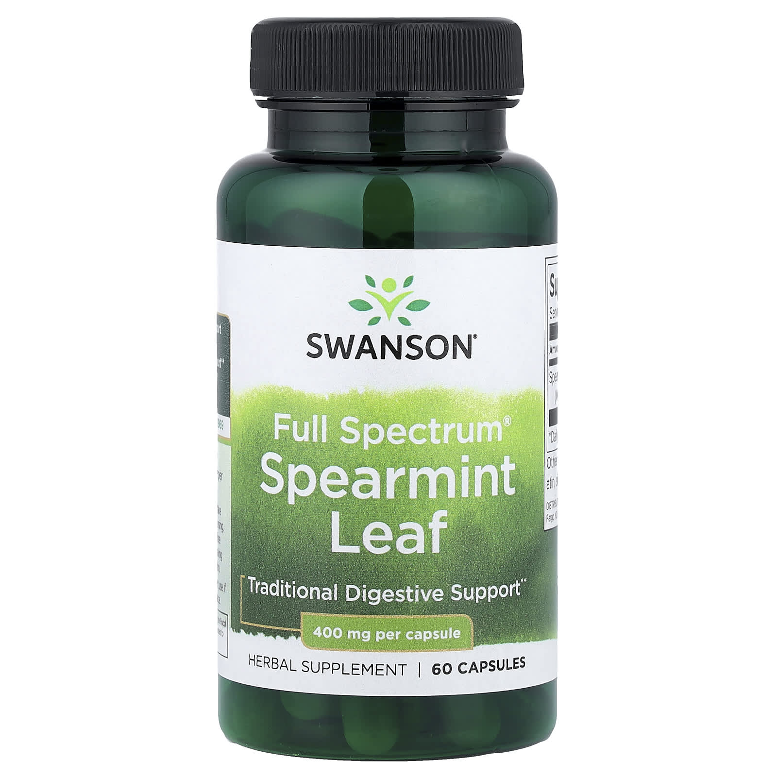 bf0f3fb2e6c073a6 Swanson Vitamins, Full Spectrum® Spearmint Leaf, 400 mg, 60 Capsules - Image 1