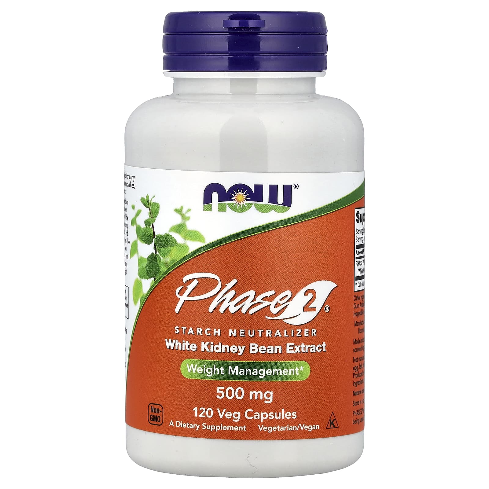 c0eb5e3ce5acf4ff NOW Foods, Phase 2®, Starch Neutralizer, 500 mg, 120 Veg Capsules - Image 1