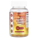 Vitamatic, Vitamin D3 Gummies, Natural Orange, 250 mcg (10,000 IU), 120 Gummies
