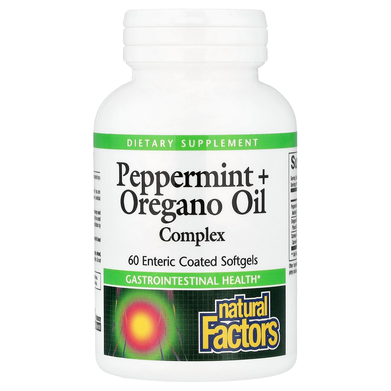 c1f0de606b34e44e Natural Factors, Peppermint + Oregano Oil Complex, 60 Enteric Coated Softgels - Image 1