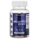 Vitamatic, Vegan Melatonin Gummies, Natural Strawberry, 60 Gummies (10 mg per Gummy)