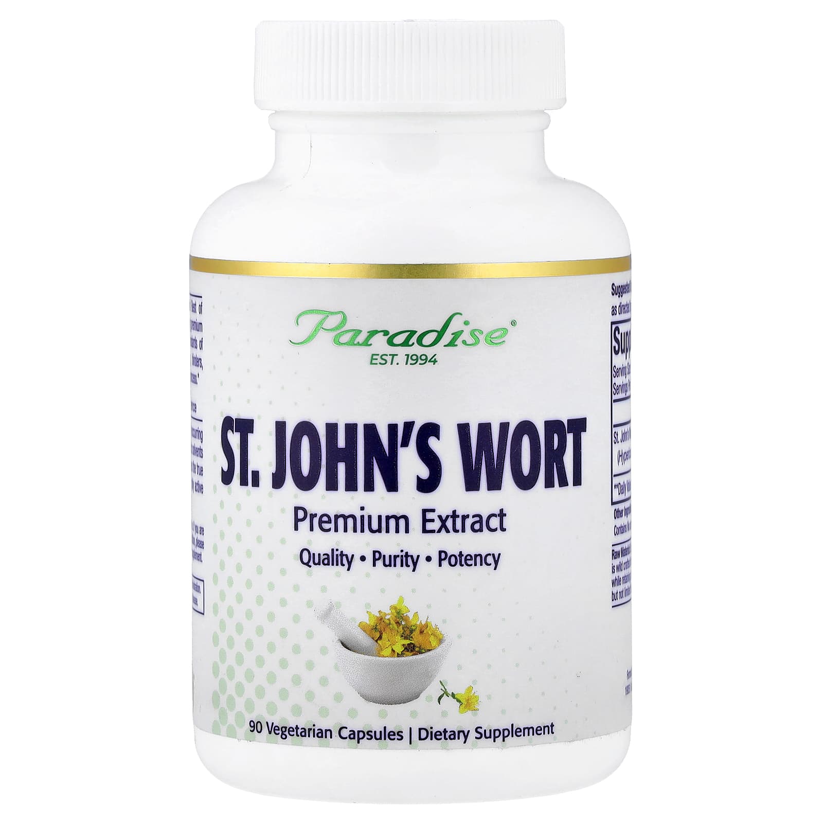 c53bb06cc9427aa3 Paradise Herbs, St. John's Wort, 90 Vegetarian Capsules (300 mg per Capsule) - Image 1