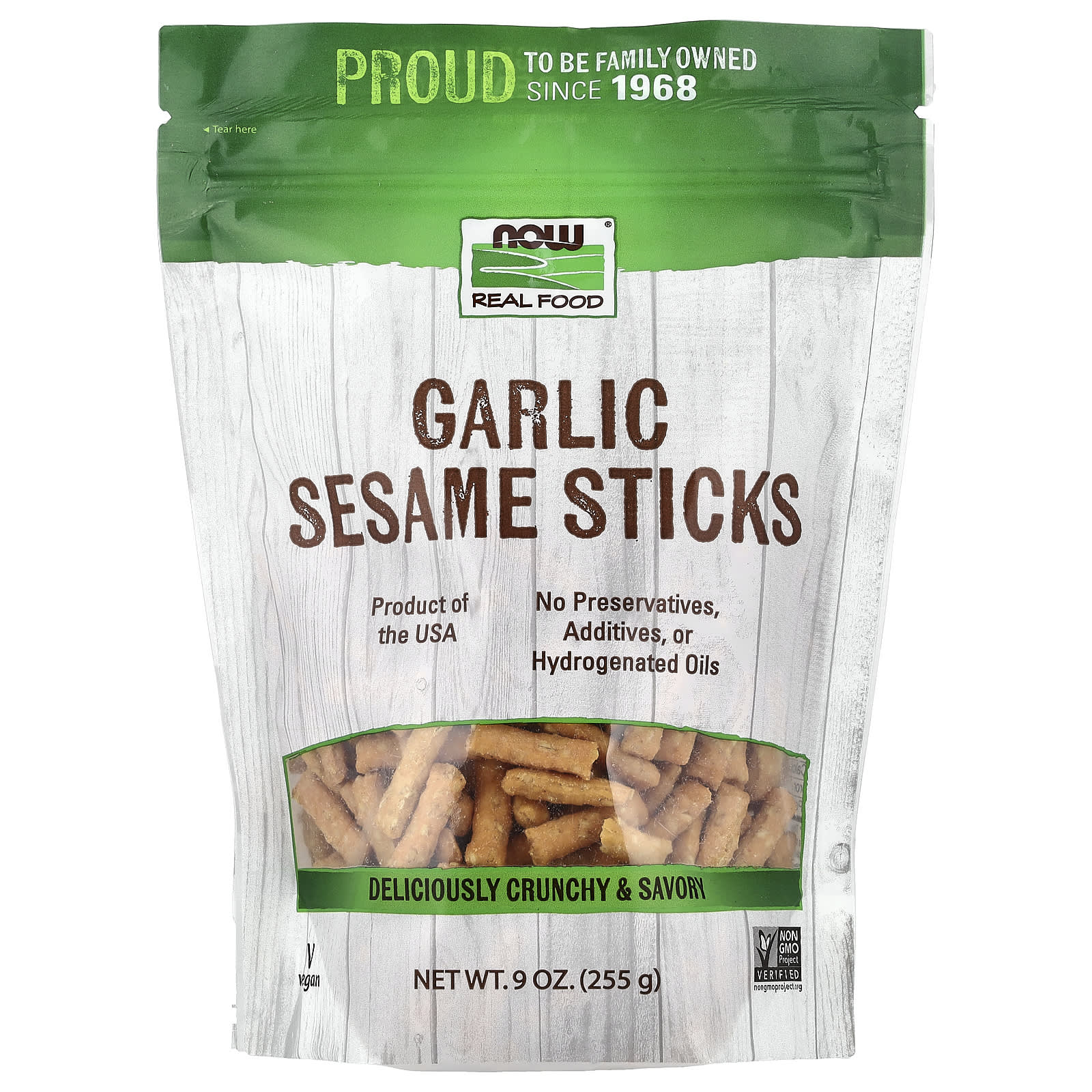 c5f87149558a2d35 NOW Foods, Garlic Sesame Sticks, 9 oz (255 g) - Image 1
