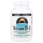 Source Naturals, Vitamin D-3, 125 mcg (5,000 IU), 240 Capsules