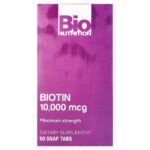 Bio Nutrition, Biotin, Maximum Strength, 10,000 mcg, 60 Snap Tabs