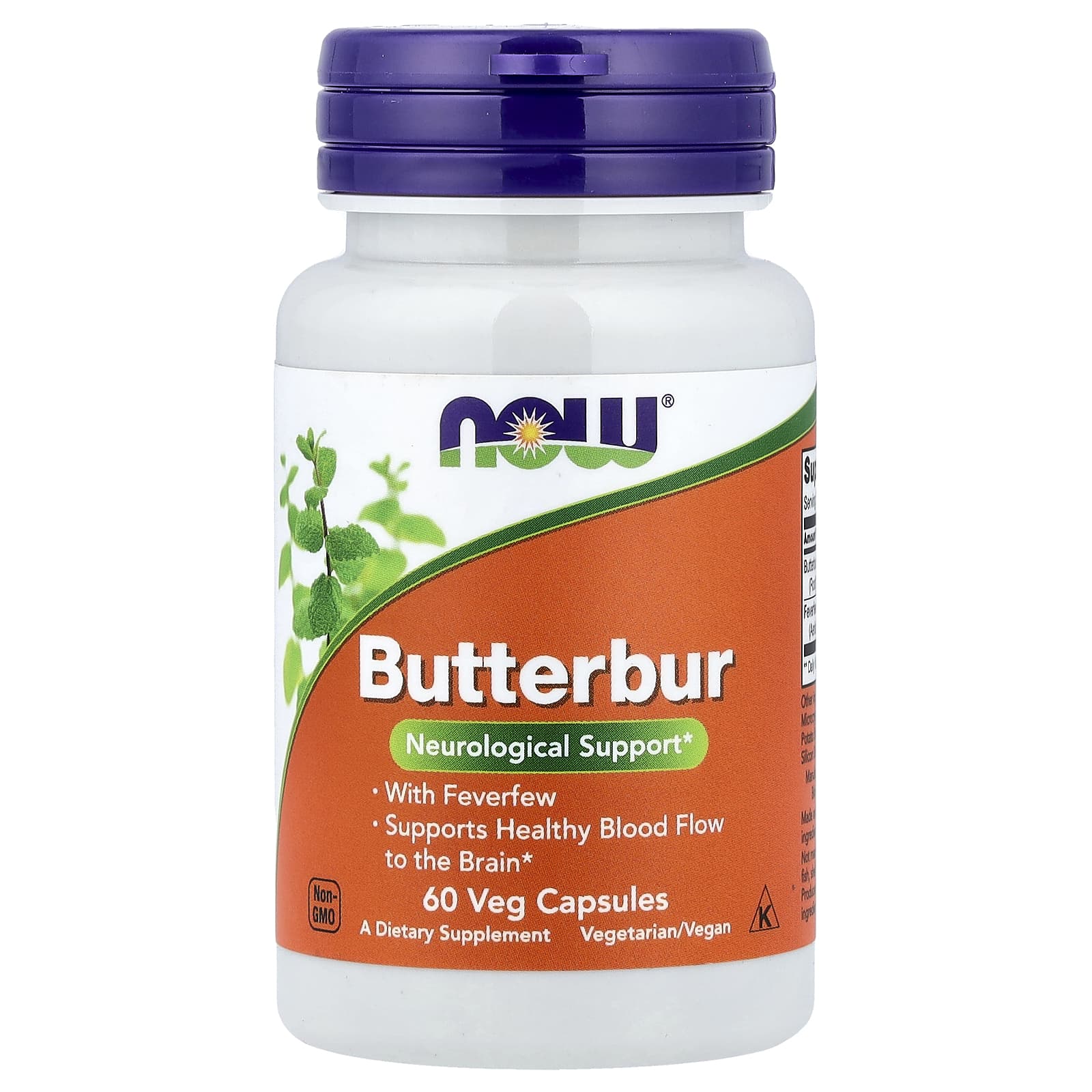 d121f4f015eb1a35 NOW Foods, Butterbur With Feverfew, 60 Veg Capsules - Image 1