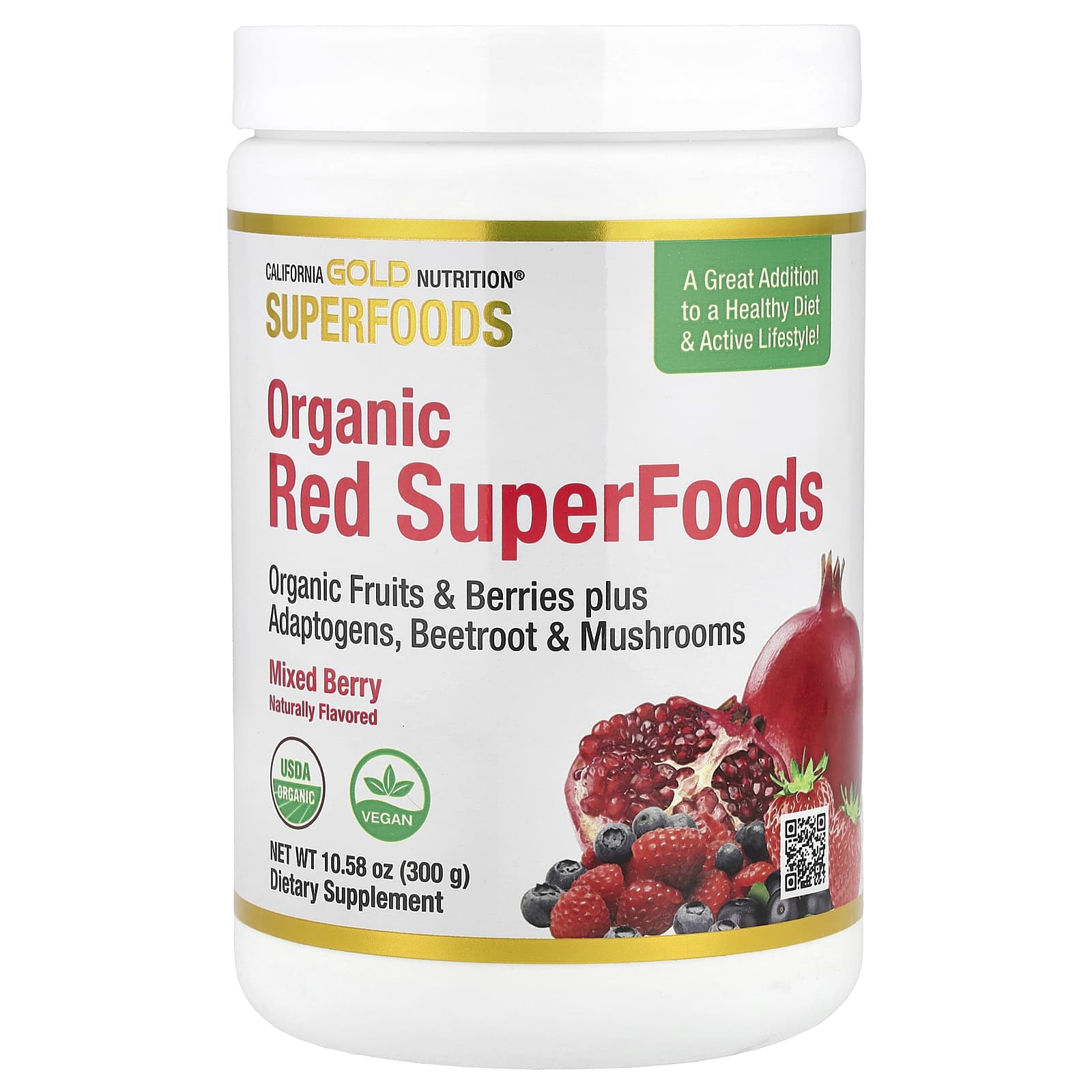 d16c14aedfcb0667 California Gold Nutrition, Superfoods, Organic Red Superfoods with Organic Acai, Organic Blueberry, Organic Cranberry, and Organic Pomegranate Powders, Mixed Berry , 10.58 oz (300 g) - Image 1