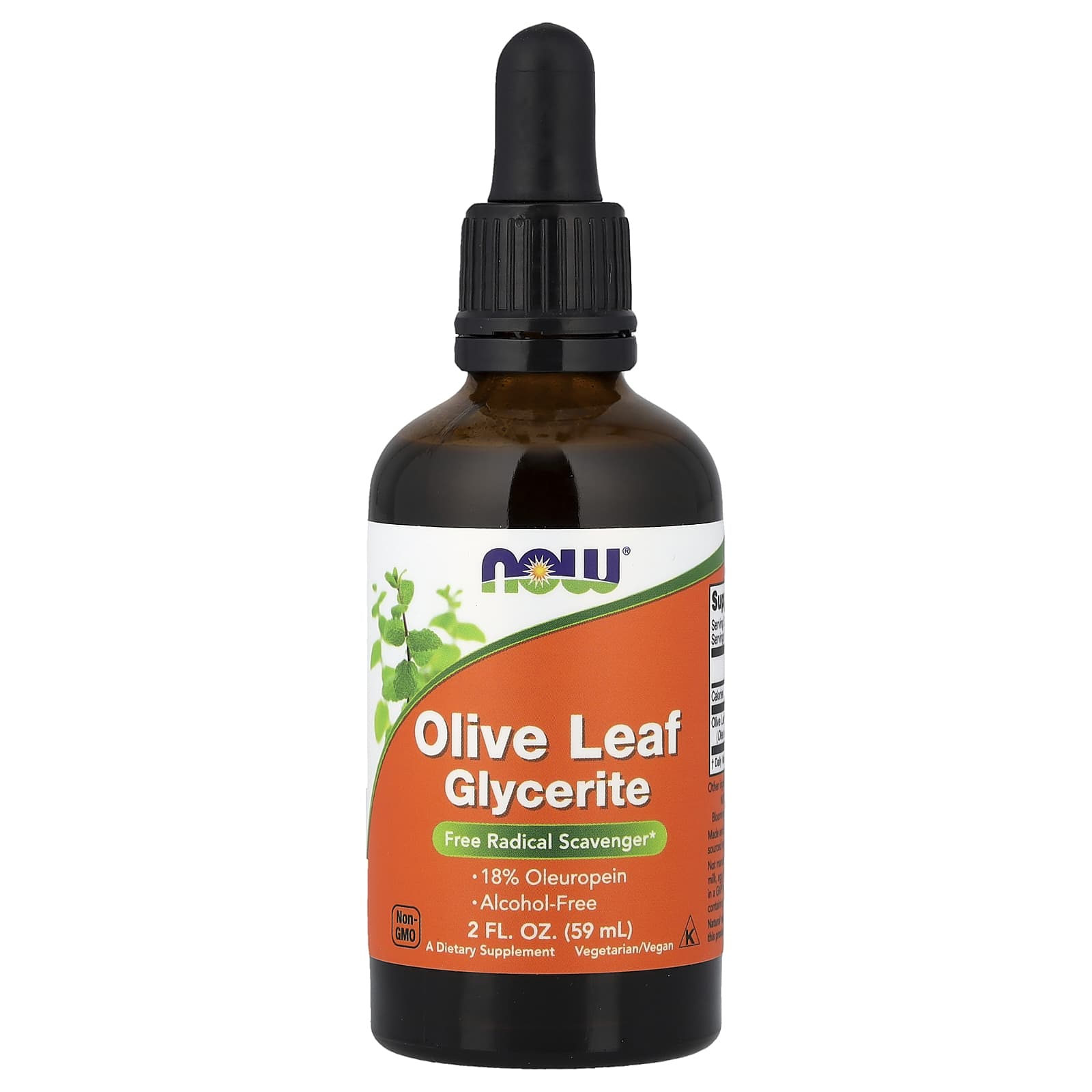 d34a0e0e647b8a28 NOW Foods, Olive Leaf Glycerite, Alcohol-Free, 2 fl oz (59 ml) - Image 1