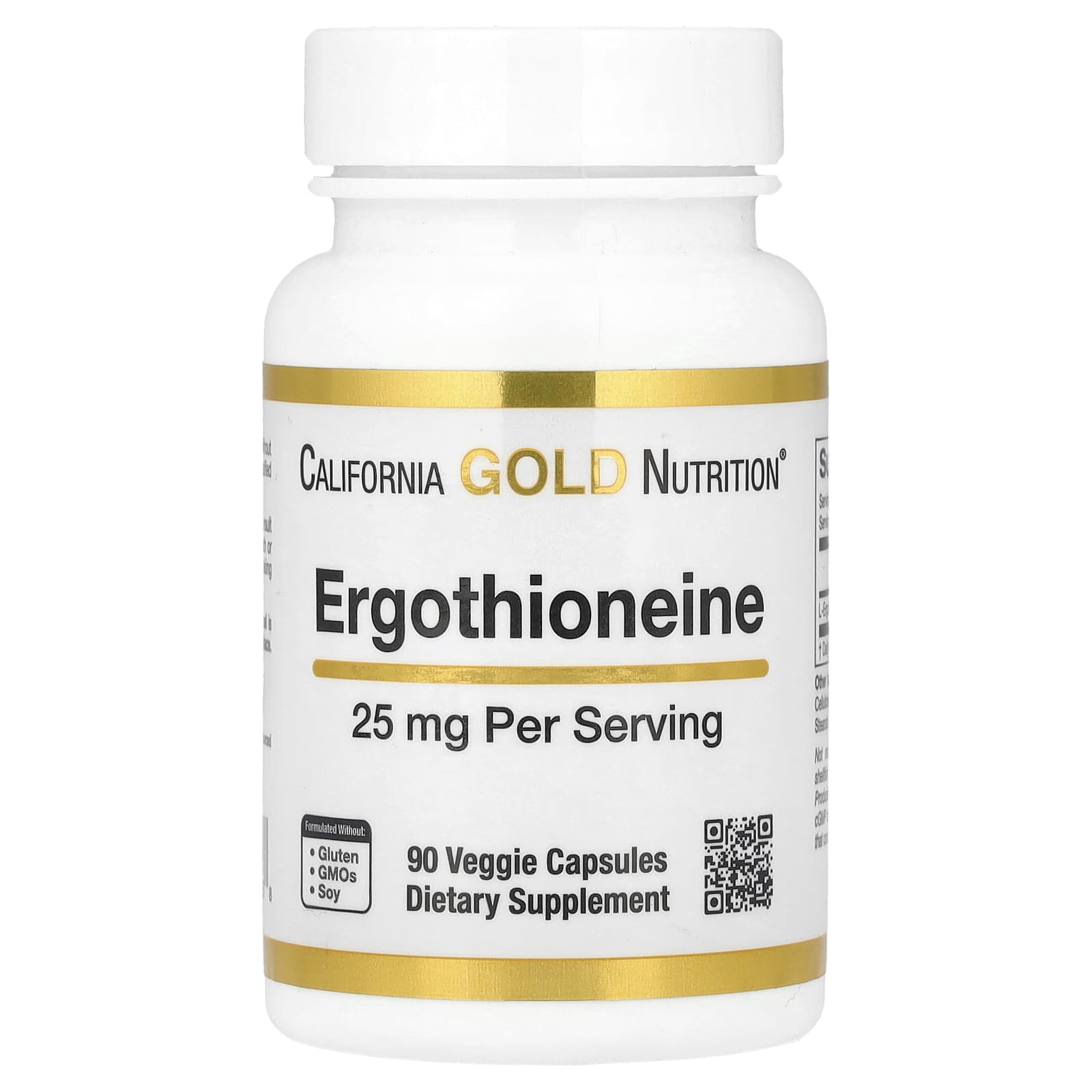 d6666f5ec7d8e9d6 California Gold Nutrition, Ergothioneine, 25 mg, 90 Veggie Capsules - Image 1