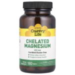 Country Life, Chelated Magnesium, 250 mg, 180 Tablets